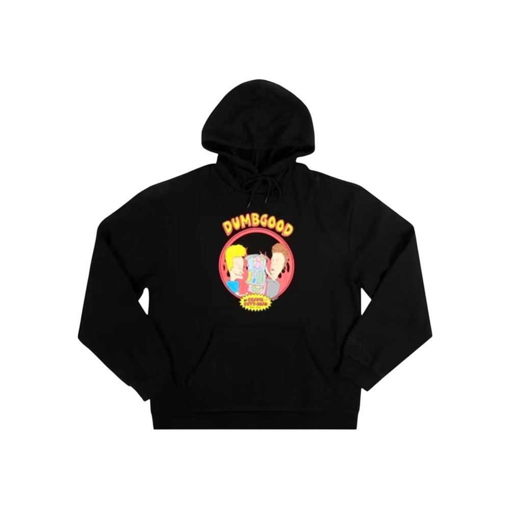 Dumbgood Beavis and Butt-Head Black Graphic Hoodie Medium‎ MTV Streetwear Unisex